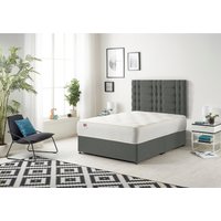 Somnior Bliss Divan Bed with Sprung Memory Foam Mattress & Headboard Linen Fabric in Dark Grey | Size: Small Double