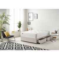 Somnior Plush Velvet Divan Bed with 2 drawers & Sprung Memory Foam Mattress in Silver | Size: Small Single
