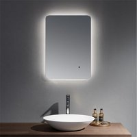 Clifton 50cm Infra-Red Rounded Edge Bathroom Wall Mirror in Natural