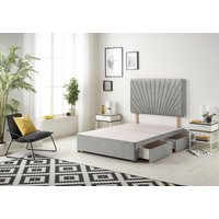 Somnior Platinum Divan Bed Base With 4 Drawers & Headboard Tweed in Grey | Size: Small Double