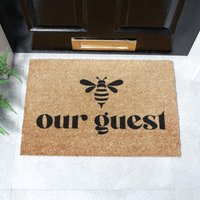 Artsy Mats Cute 'Bee' Our Guest Doormat in Black | Size: 40 cm x 60 cm