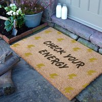 Artsy Mats Check Your Energy Doormat (90 x 60cm) in Brown | Size: 90 cm x 60 cm
