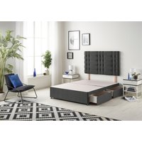 Somnior Bliss Divan Bed Base With 4 Drawers & Headboard Tweed in Charcoal | Size: King