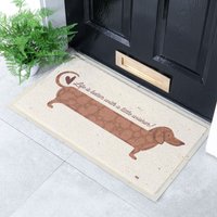 Artsy Mats Wiener Sausage Dog Indoor & Outdoor Doormat - 70x40cm in Beige | Size: 40 cm x 70 cm