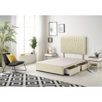 Somnior Platinum Divan Bed Base With 4 Drawers & Headboard Linen in Cream | Size: King