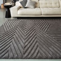 Wool Handmade Modern Geometric Easy To Clean Area cm x 290 cm