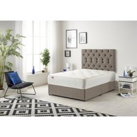 Somnior Premier Divan Bed with 24Cm Deep Mattress & Headboard In Wool Tweed Fabric in Brown | Size: Small Double