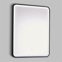 Clifton 80cm Rectangle LED Matt Black Wall Mirror with Demister Pad in Natural