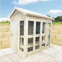 Marlborough 15 x 7 Pressure Treated Apex Potting Shed & Bench in Natural