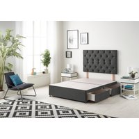 Somnior Premier Divan Bed Base With 4 Drawers & Headboard Tweed in Charcoal | Size: Super King
