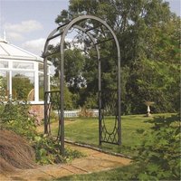 Cheshire Deluxe Gunmetal Grey Metal Round Arch with Open Lattice in Dark Grey