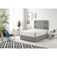 Somnior Flexby Linen Fabric Divan Bed with Orthopeadic Sprung Memory Foam Mattress & Headboard in Silver | Size: Double
