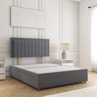 BSSPOKE Zarah Divan Bed Set Plush Velvet 24"Headboard & 4 Drawers No Mattress in Charcoal | Size: King