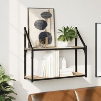 Berkfield Home 2-Tier Wall Shelf Sonoma Oak 60x21x51 cm Engineered Wood in Brown | Size: 60 x 21 x 51 cm