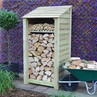 Rutland County Garden Furniture Ltd Burley 6ft Log Store & Kindling Shelf, L80 x W89.5 x H181 cm, Green