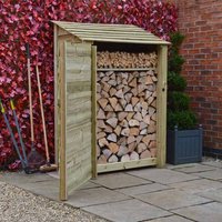 Rutland County Garden Furniture Ltd Greetham 6ft Log Store with Doors & Kindling Shelf, Green