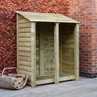 Rutland County Garden Furniture Ltd Cottesmore 6ft Log Store & Kindling Shelf L80 x W150 x H181cm, Green