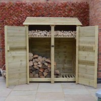Rutland County Garden Furniture Ltd Cottesmore 6ft Log Store with Doors & Kindling Shelf, W150 cm, Green