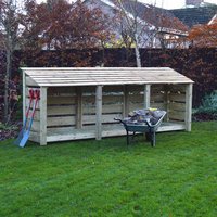 Rutland County Garden Furniture Ltd Empingham 4ft Log Store - L80 x W340 x H128 cm - Light Green