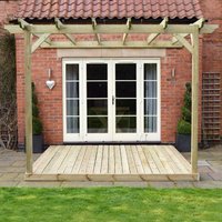 Rutland County Garden Furniture Ltd Wall Mounted Pergola & Decking Kit, L300 x W300 cm, Light Green