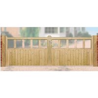 Burbage Iron Craft Quorn Pressure Treated Low Double Driveway Garden Gate W24700 x H900mm in Brown