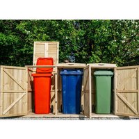 Buttercup Farm Chatburn Triple Wheelie Bin Store - Fits 2x 180L or 240L & 1x 140L Bin in Brown