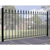 Burbage Iron Craft Saxon Spear Top Fence Panel - Steel - Fits Gap of 1830 x 950 mm High in Black