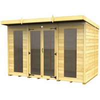 Buttercup Farm 10x5 ft Pent Summer House (Full Height Window) - L147 x W302 x H201 cm in Brown