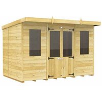 Buttercup Farm 10ft x 7ft Pent Summer House - Wood - L214 x W302 x H201 cm in Brown