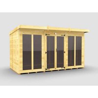 Buttercup Farm 12x6 ft Pent Summer House (Full Height Window) - L178 x W358 x H201 cm in Brown