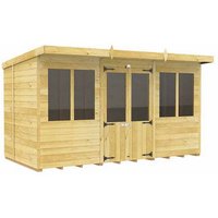 Buttercup Farm 12ft x 6ft Pent Summer House - Wood - L178 x W358 x H201 cm in Brown