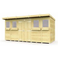 Buttercup Farm 14 x 5 Feet Pent Summer Shed - Wood - L147 x W417 x H201 cm in Brown