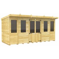 Buttercup Farm 14ft x 6ft Pent Summer House - Wood - L178 x W417 x H201 cm in Brown