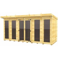Buttercup Farm 14x7 ft Pent Summer House (Full Height Window) - L214 x W417 x H201 cm in Brown