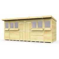 Buttercup Farm 16 x 8 Feet Pent Summer Shed - Wood - L231 x W474 x H201 cm in Brown
