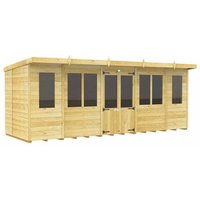 Buttercup Farm 18ft x 8ft Pent Summer House - Wood - L231 x W533 x H201 cm in Brown