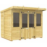 Buttercup Farm 8ft x 5ft Pent Summer House - Wood - L147 x W243 x H201 cm in Brown