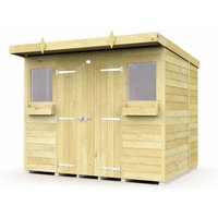 Buttercup Farm 8 x 8 Feet Pent Summer Shed - Wood - L231 x W243 x H201 cm in Brown