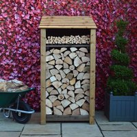 Rutland County Garden Furniture Ltd Burley 6ft Log Store with Kindling Shelf, L80 x W89.5 x H181 cm, Brown