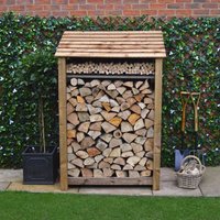 Rutland County Garden Furniture Ltd Greetham 6ft Log Store with Kindling Shelf, L80 x W123 x H181cm, Brown