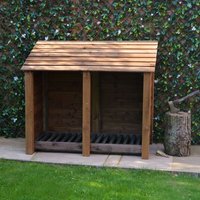 Rutland County Garden Furniture Ltd Cottesmore 4ft Log Store - L80 x W150 x H128 cm - Rustic Brown