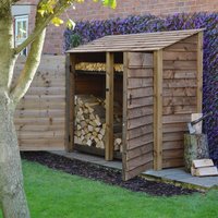 Rutland County Garden Furniture Ltd Normanton 6ft Log Store with Doors & Kindling Shelf, W230 cm, Brown