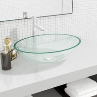 Berkfield Home Basin Glass 50x37x14 cm Transparent in Black | Size: 50 x 37 x 14 cm
