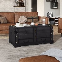 Berkfield Home Wooden Treasure Chest Large Black