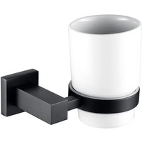 Nes Home Square Matte Black Single Tumbler Cup & Holder Set