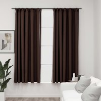 Berkfield Home Linen-Look Blackout Curtains with Hooks 2 pcs Taupe 140x175 cm