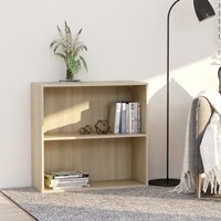 Berkfield Home 2-Tier Book Cabinet Sonoma Oak 80x30x76.5 cm Engineered Wood in Brown