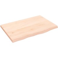 Berkfield Home Wall Shelf 60x40x2 cm Untreated Solid Wood Oak in Brown | Size: 60 x 40 x 2 cm