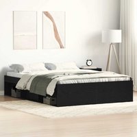 Berkfield Home Bed Frame without Mattress Black Oak 120x200 cm Engineered Wood in Brown | Size: Small Double