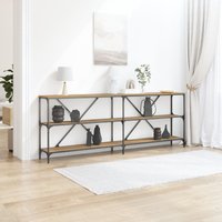 Berkfield Home Console Table Artisan Oak 200x30x75 cm Engineered Wood & Steel in Brown | Size: 200 x 30 x 75 cm